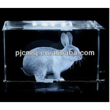 2015 bonito 3D cristal cubo de cristal Rubbit para 2013 artesanato de Natal e decoração de casa